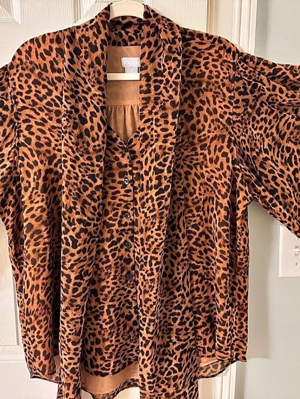 Chico's Leopard Print Blouse Size 3 Like New